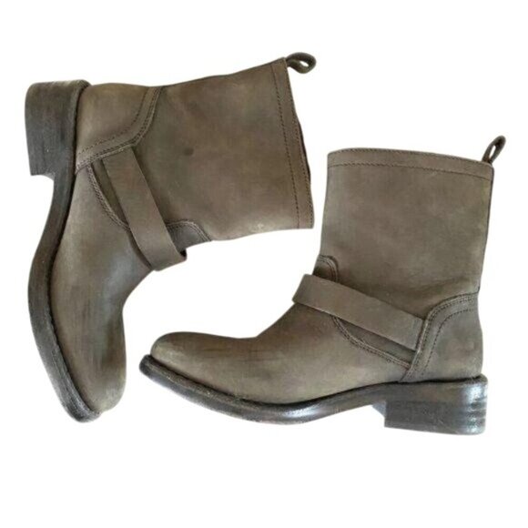 Allsaints Classic Leather Motorcycle Biker Boots EU 37/US 6 Gray Moto - Picture 2 of 16